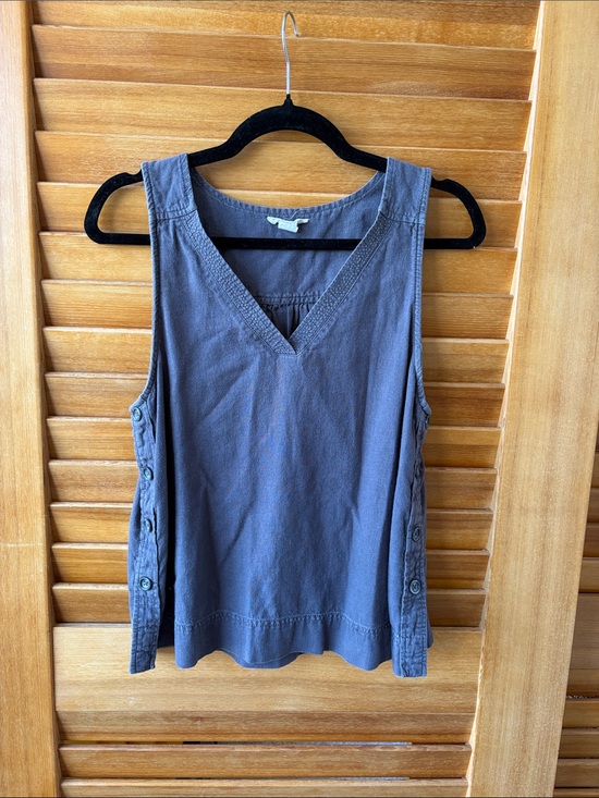 Caslon Tops - Caslon Womens V-Neck Button-Side Tank Top Black Charcoal gray Summer size Medium